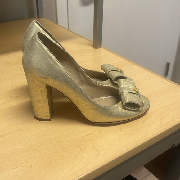 Etro Gold Dressy Block Heels 37.5 REDUCED - Picture 5 of 10